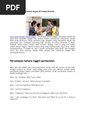 Bentuk Percakapan Bahasa Inggris Di Tempat Berbeda Pdf