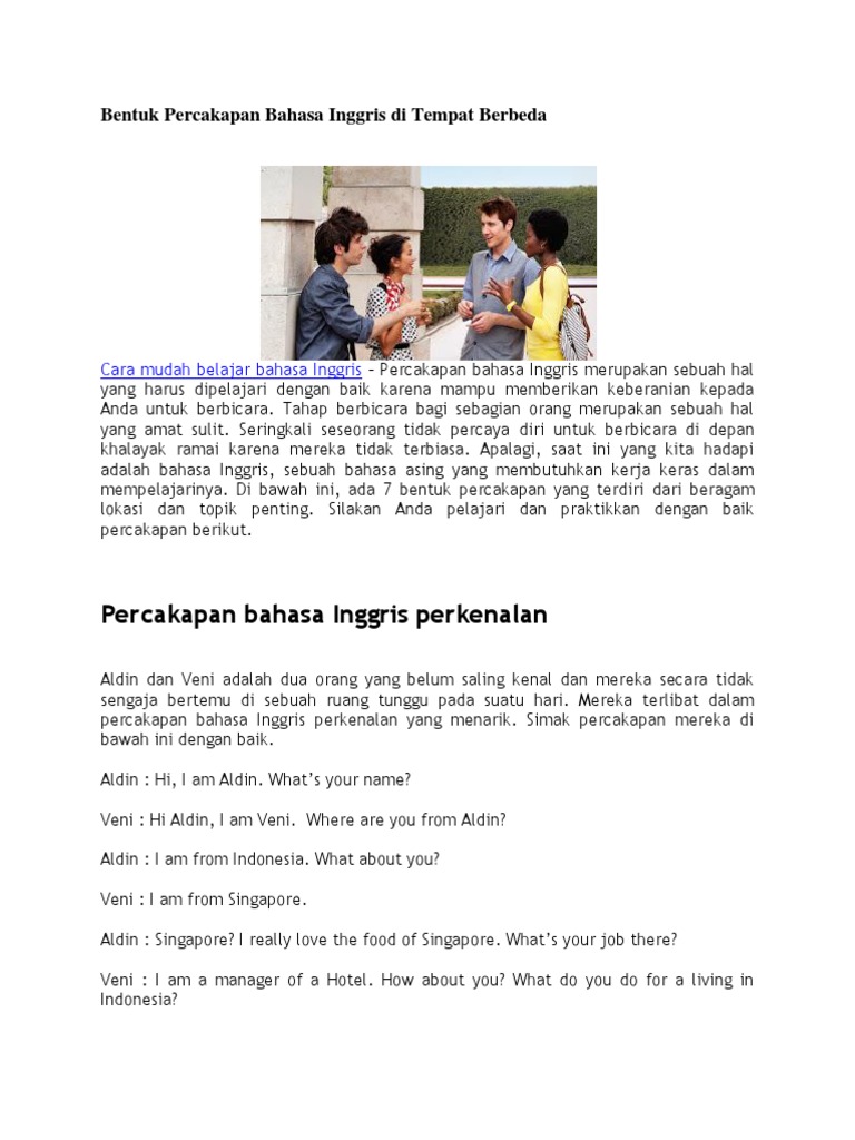 Bentuk Percakapan Bahasa Inggris Di Tempat Berbeda