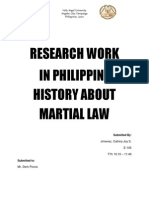 Research Work in Philippine History About Martial Law: Holy Angel University Angeles City, Pampanga Philippines, 2000