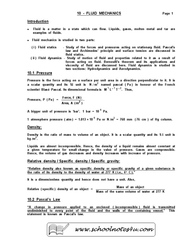 10 - Fluid Mechanics | PDF | Buoyancy | Fluid Dynamics
