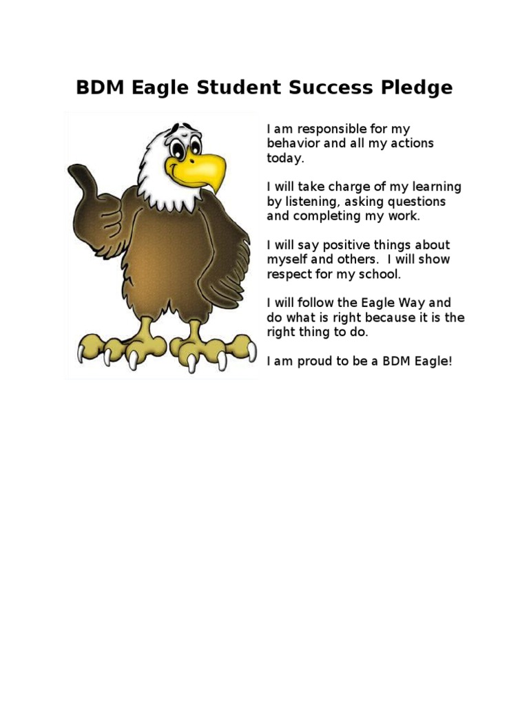BDM Eagle Student Success Pledge | PDF | Behavior Modification ...
