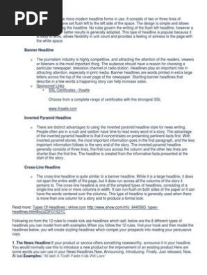 Different Kinds Of Headlines Serif Typefaces