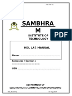 Sambhra M: Institute of Technology HDL Lab Manual