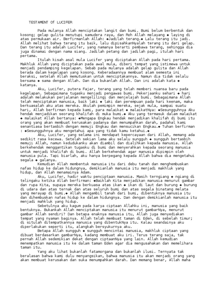 Kata-Kata Dari Lucifer tentang Penciptaan | PDF