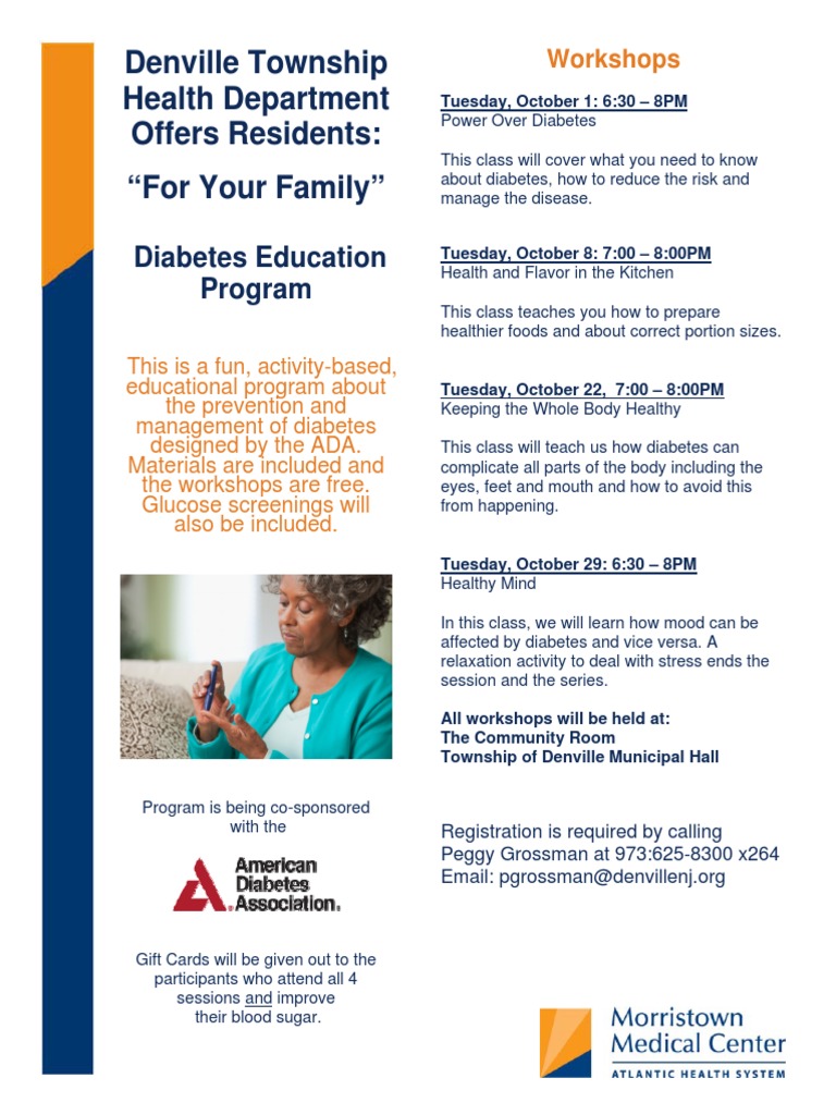 2013 Diabetes Workshops Denville | PDF | Self-Improvement | Wellness