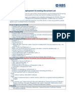 Pre Employment Screening Document List