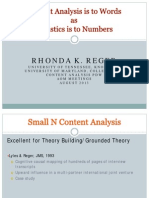 Content Analysis Is To Words As Statistics Is To Numbers