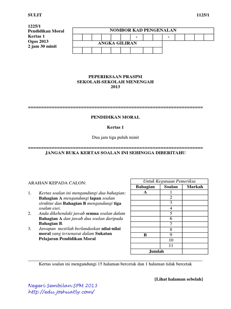 Jawapan Trial Spm 2019 Negeri Sembilan 