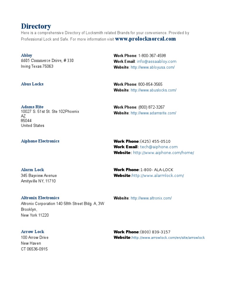 Locksmith Brands Directory PDF | PDF | Cyberwarfare | Security