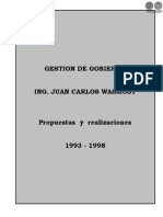 GESTION DE GOBIERNO ING. JUAN CARLOS WASMOSY - PROPUESTAS Y REALIZACIONES - 1993 A 1998 - PORTALGUARANI