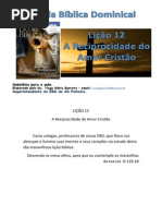 Licao 12 - Subsidio - A Reciprocidade do amor cristão