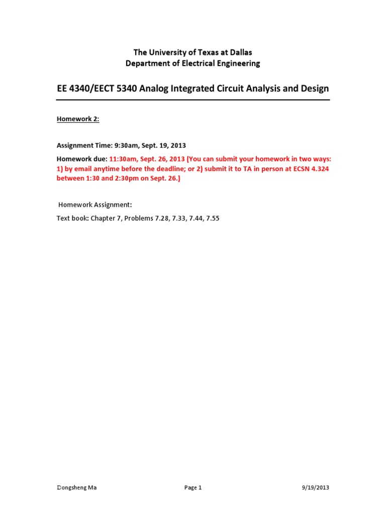 EE 4340 Homework 2 Assignment Details | PDF | Teaching Methods ...