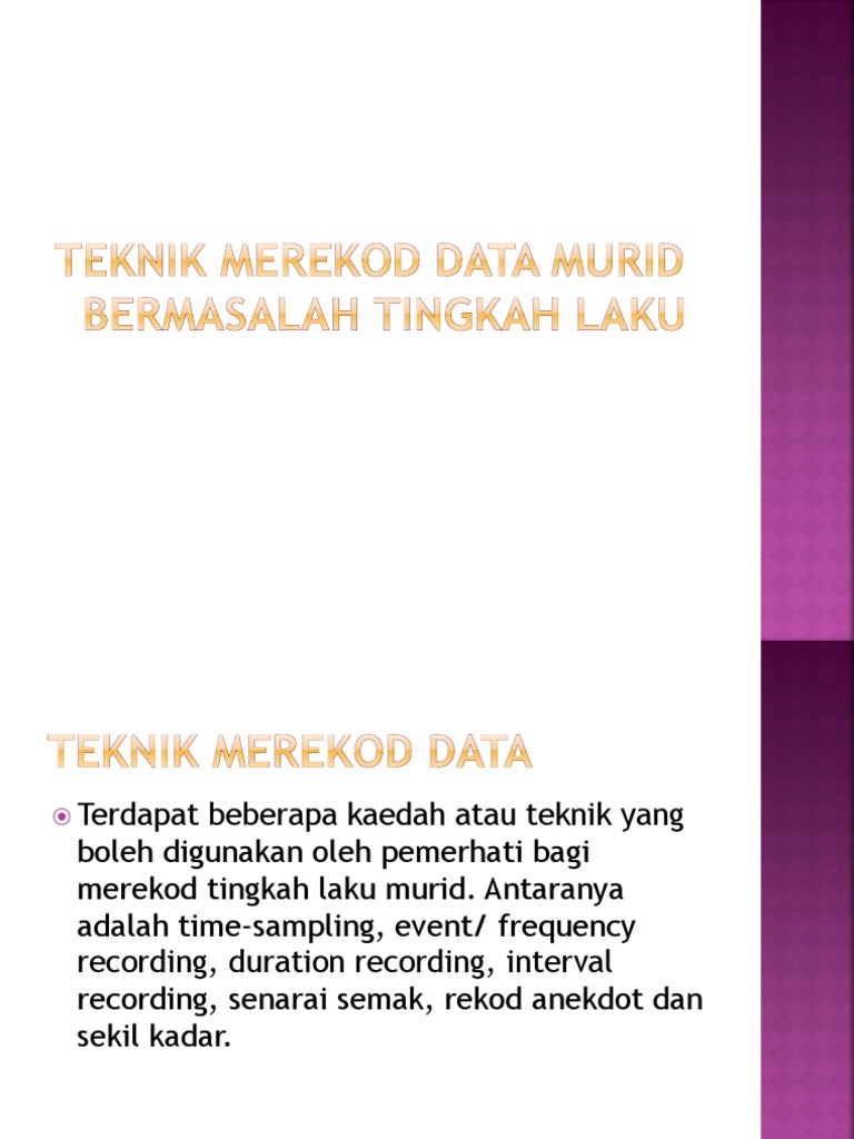 Teknik Merekod Tingkah Laku Murid | PDF | Karier & Perkembangan | Komputer