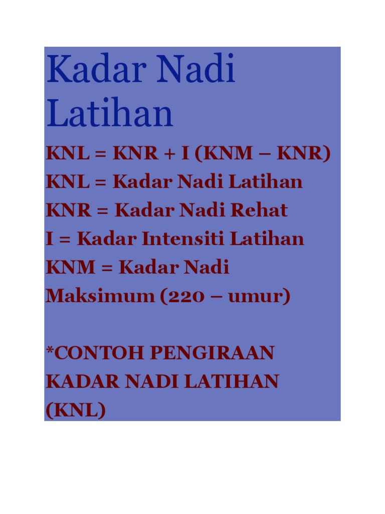 Mengukur Kadar Nadi Latihan