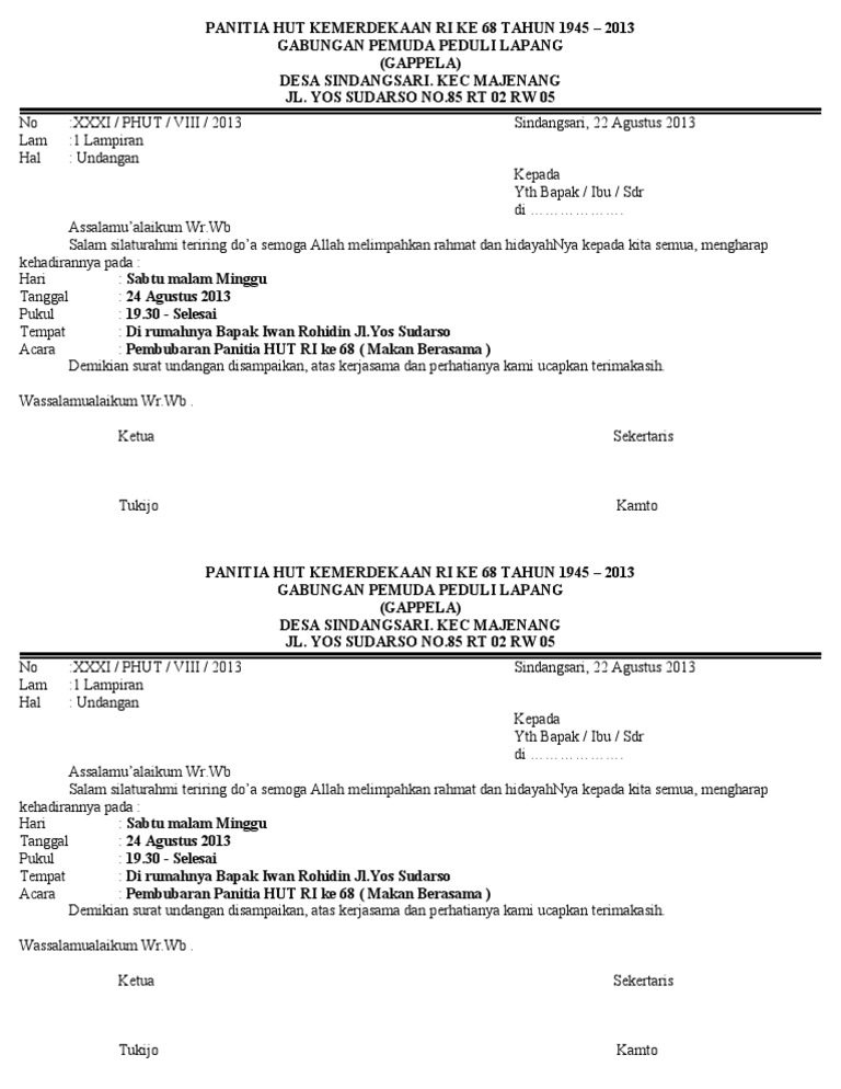 7000 Contoh Undangan Acara Rt Gratis Terbaik