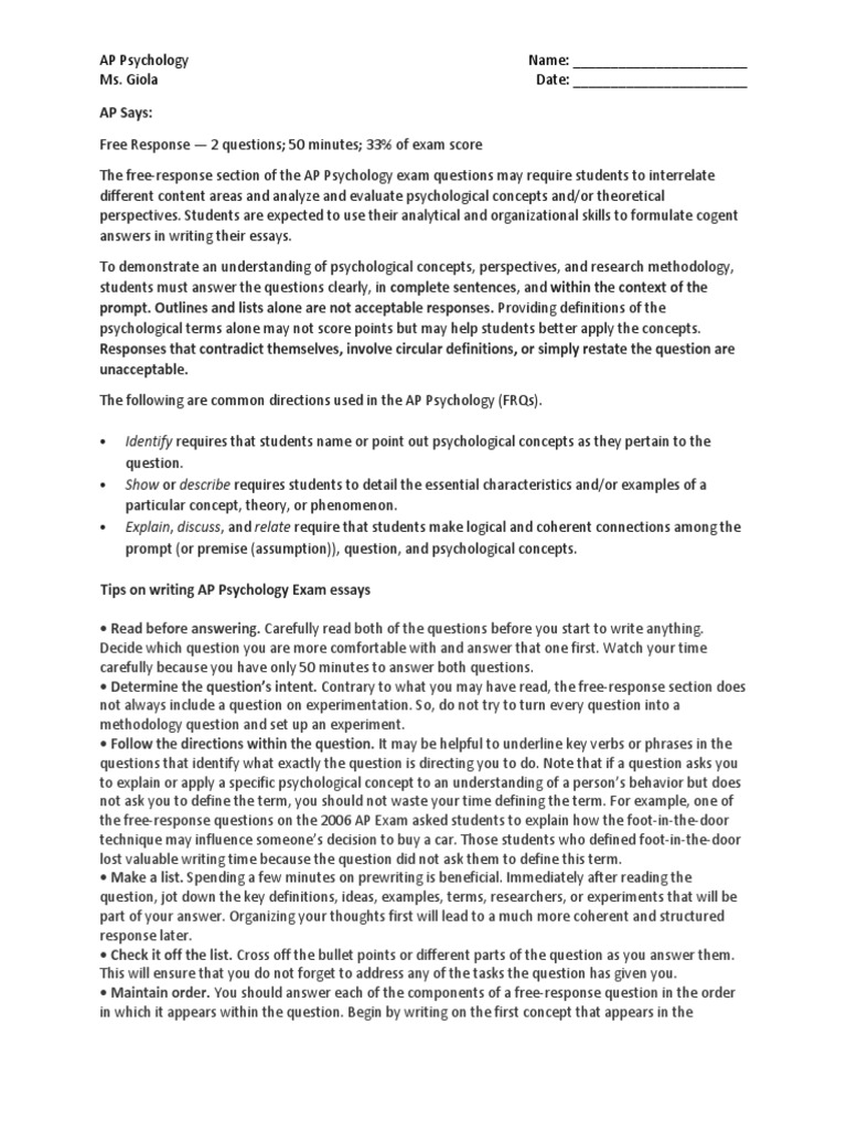 ap frq essay writing Question Concept