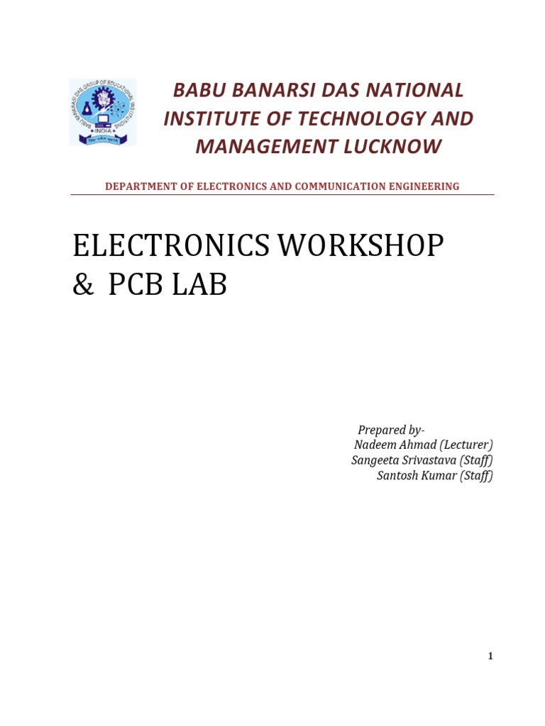 Electronics Workshop and PCB Lab | PDF | Printed Circuit Board ...