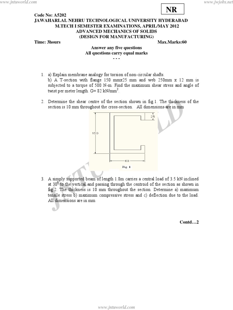 Advanced Mechanics of Solids | PDF | Cylinder (Geometry) | Stress ...
