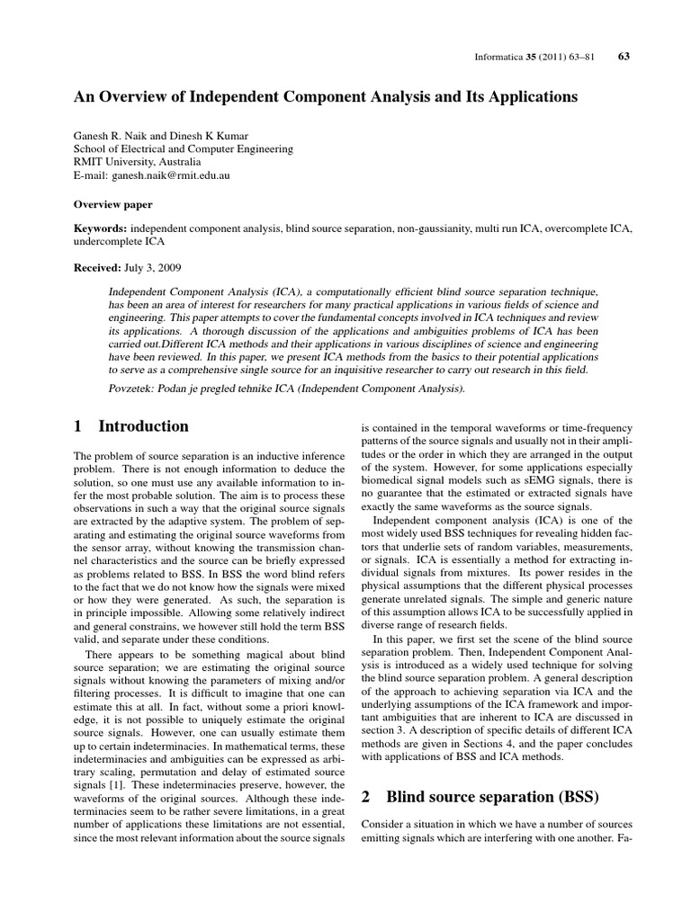 Independent Component Analysis Overview | PDF | Normal Distribution ...