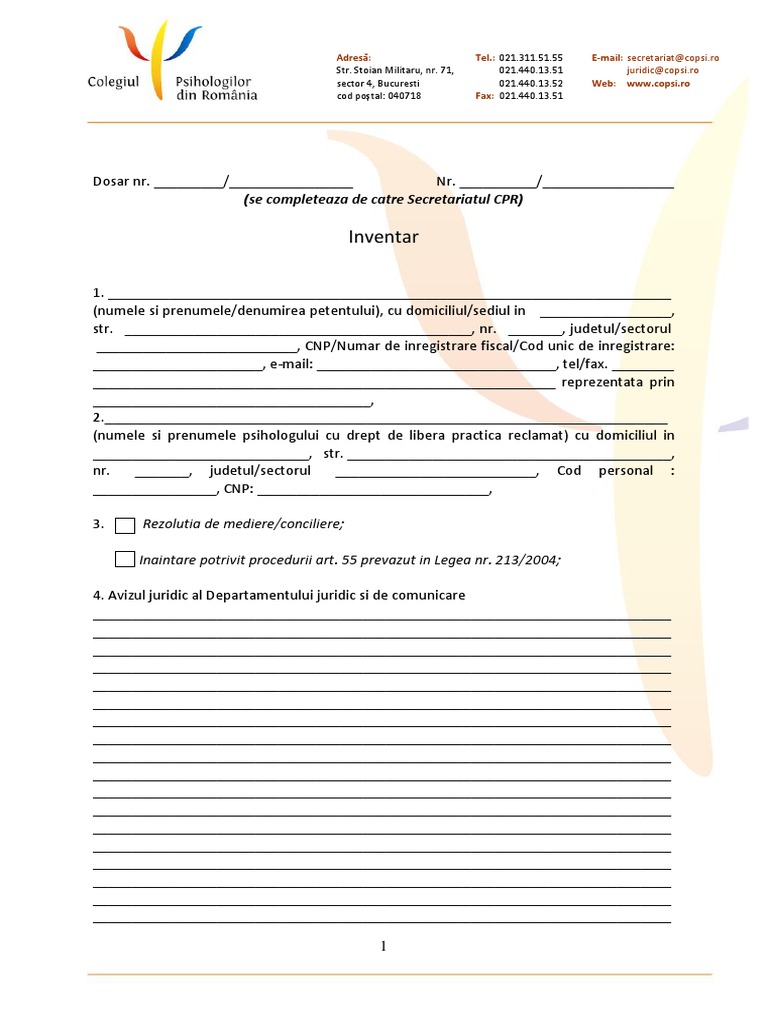 Formular Inventar | PDF