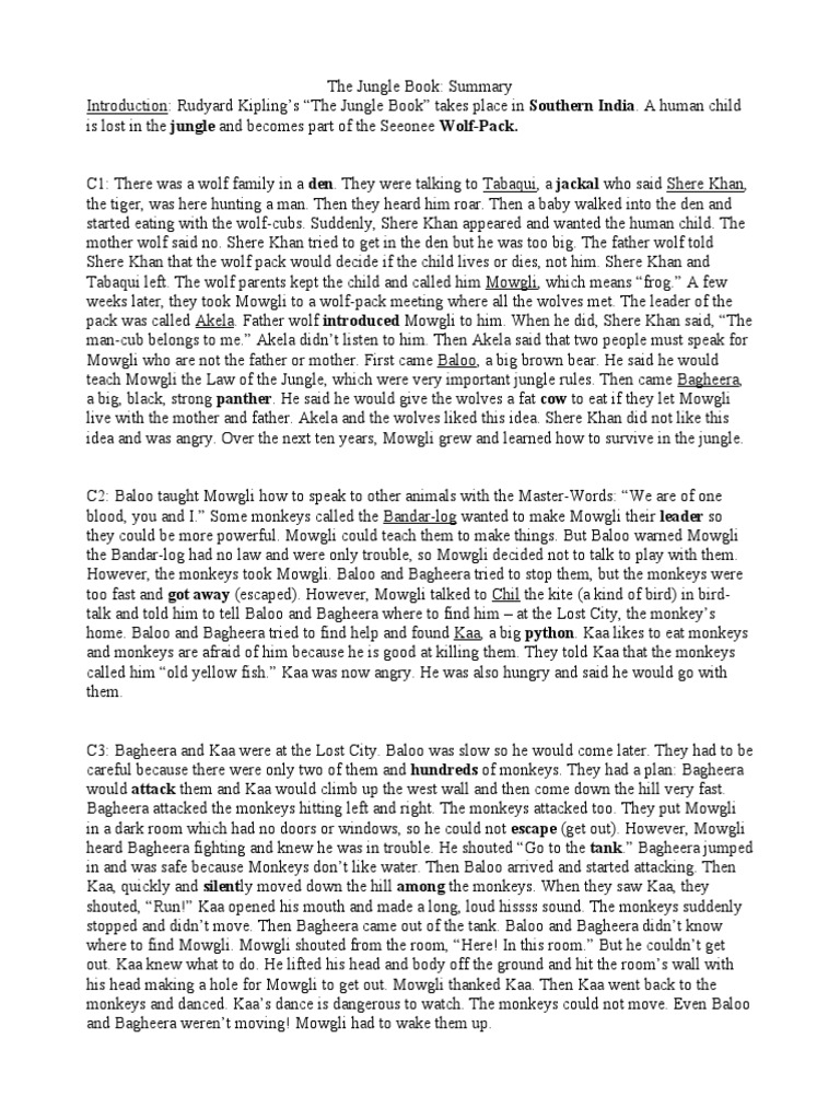 Summary The Jungle Book Reader | PDF | Bagheera | Kaa