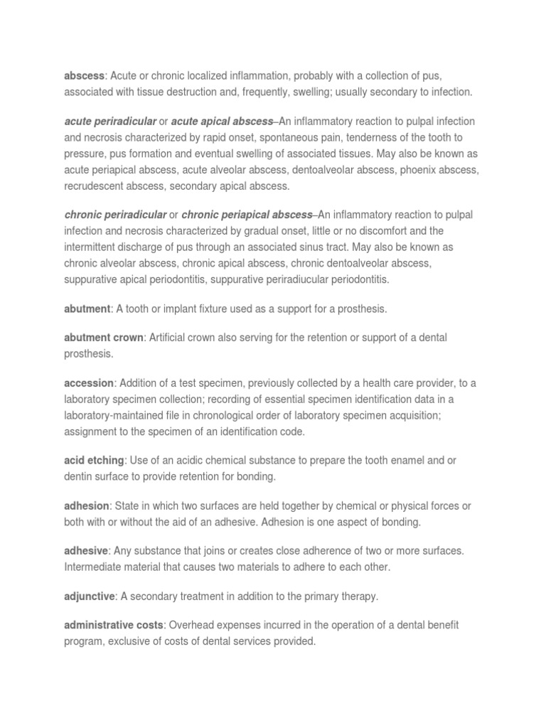 Dental Dictionary PDF Dentistry Anesthesia