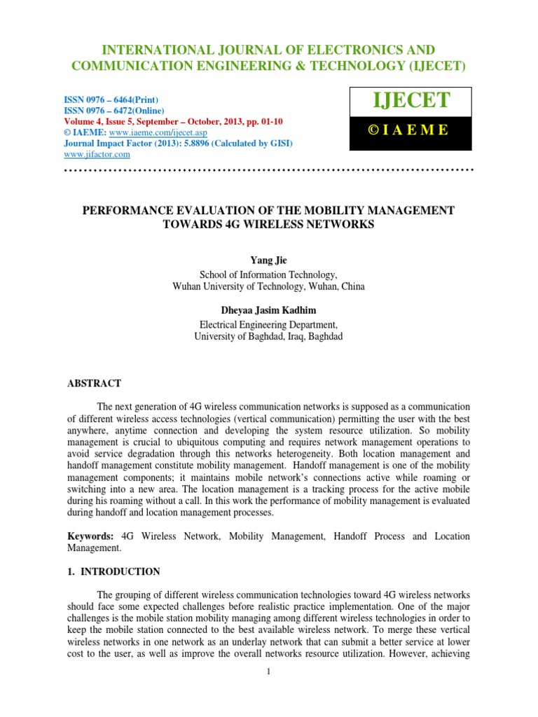 Performance Evaluation of The Mobility Management Towards 4g Wireless ...