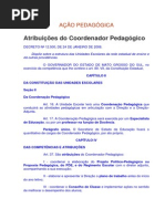 Atribuições do Coordenador Pedagógico