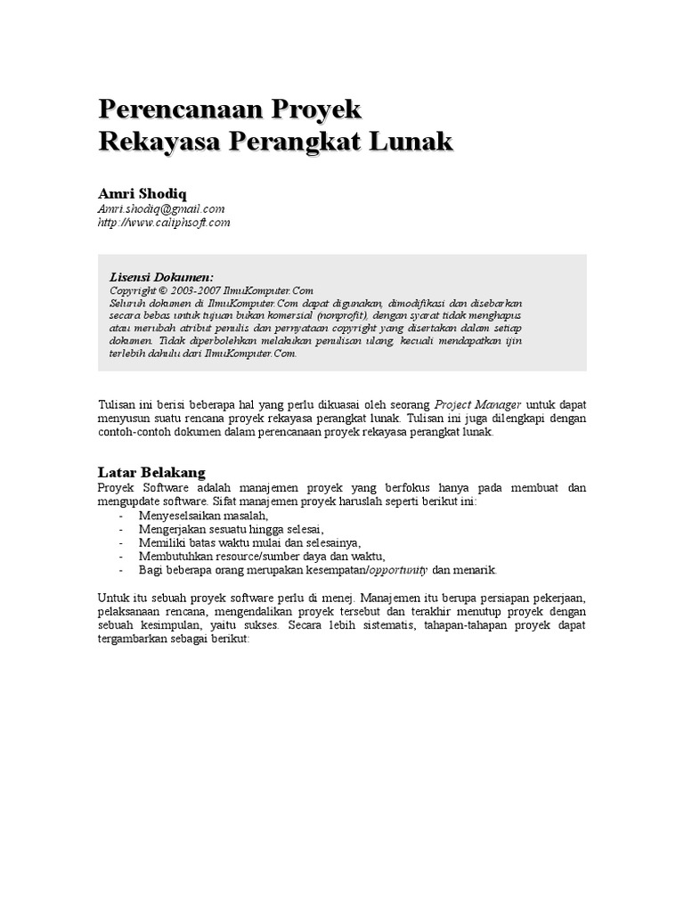 Amri Perencanaan Proyek RPL | PDF