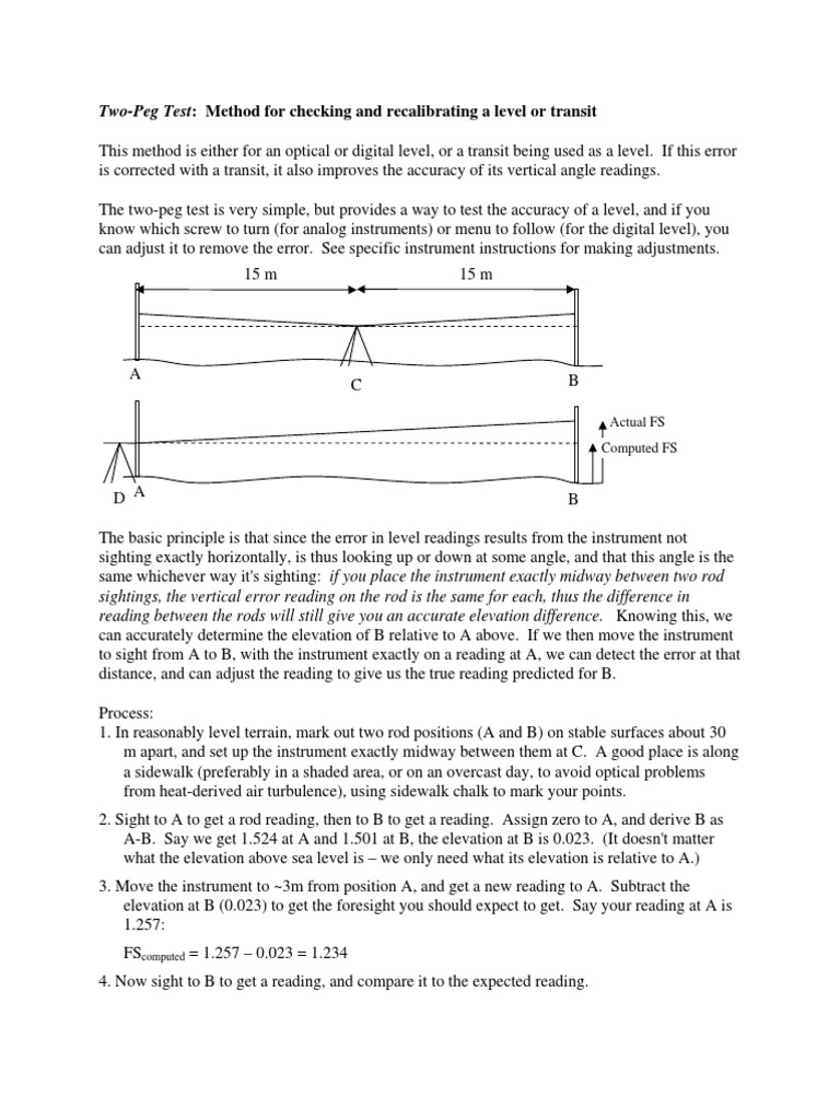 Two-Peg Test for Level Calibration | PDF | Technology & Engineering