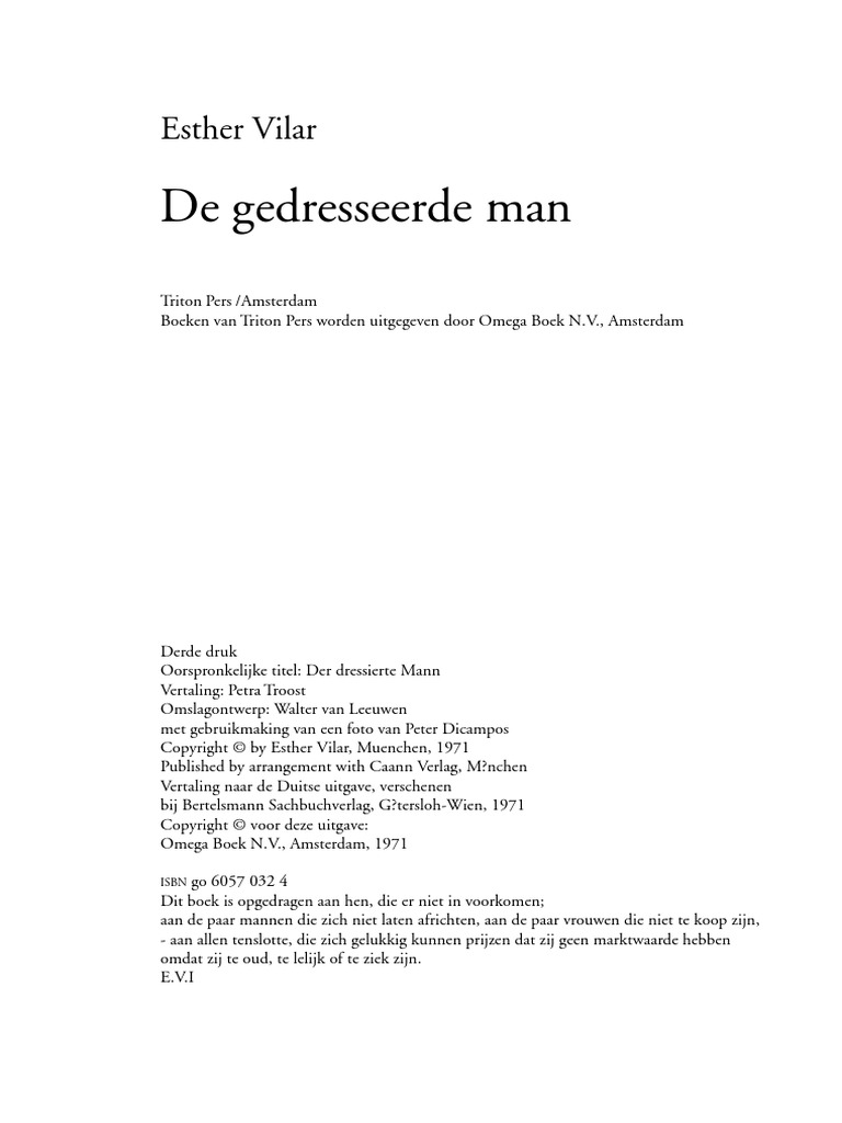 De Gedresseerde Man Esther Vilar PDF foto