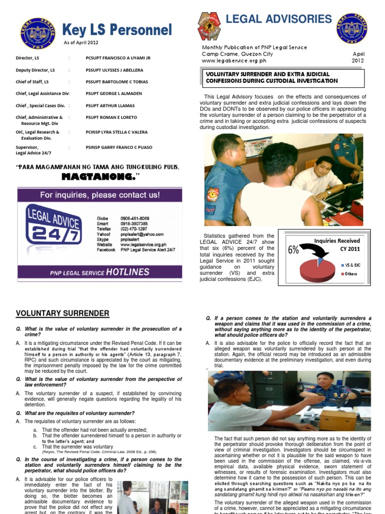 Voluntary Surrender & Extrajudicial Confessions | PDF | Confession (Law ...