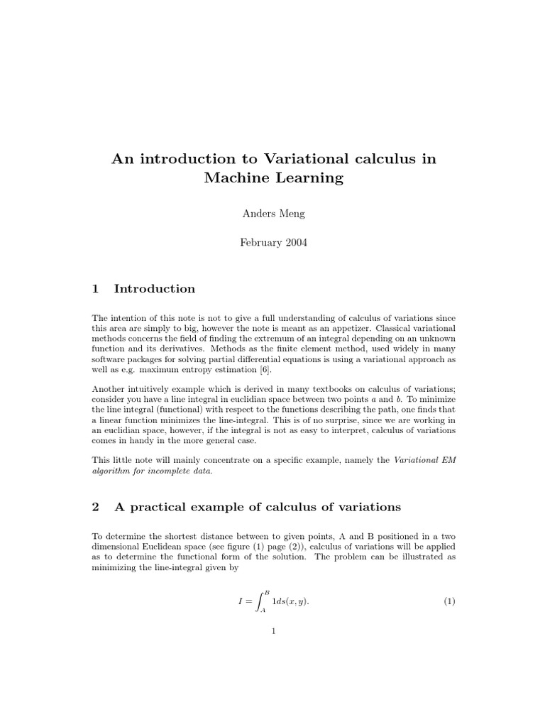 An Introduction To Variational Calculus in Machine Learning | Download ...