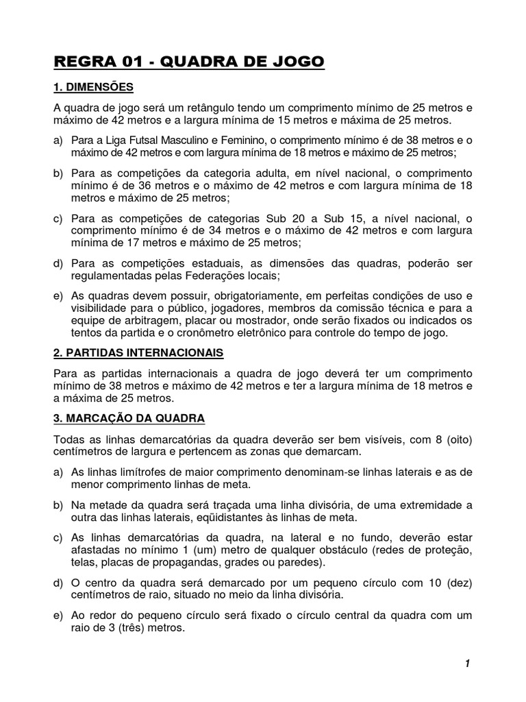 Regras Atualizadas do Futsal 2024 | PDF | Tempo | Juiz (esportes)