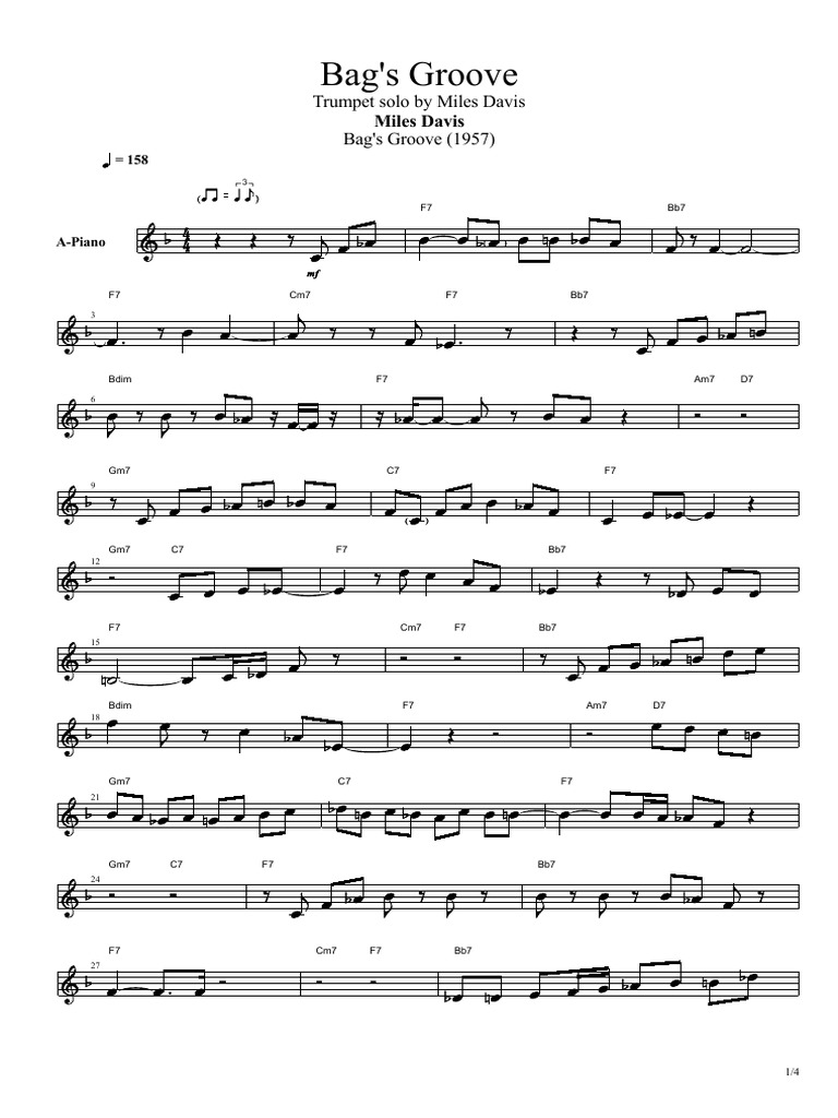 Bag's Groove Trumpet Solo.