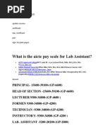 What Is The Aicte Pay Scale For Lab Assistant?: Update Resume Certificate Exp. Certificate Pan Sign. On Plain Paper