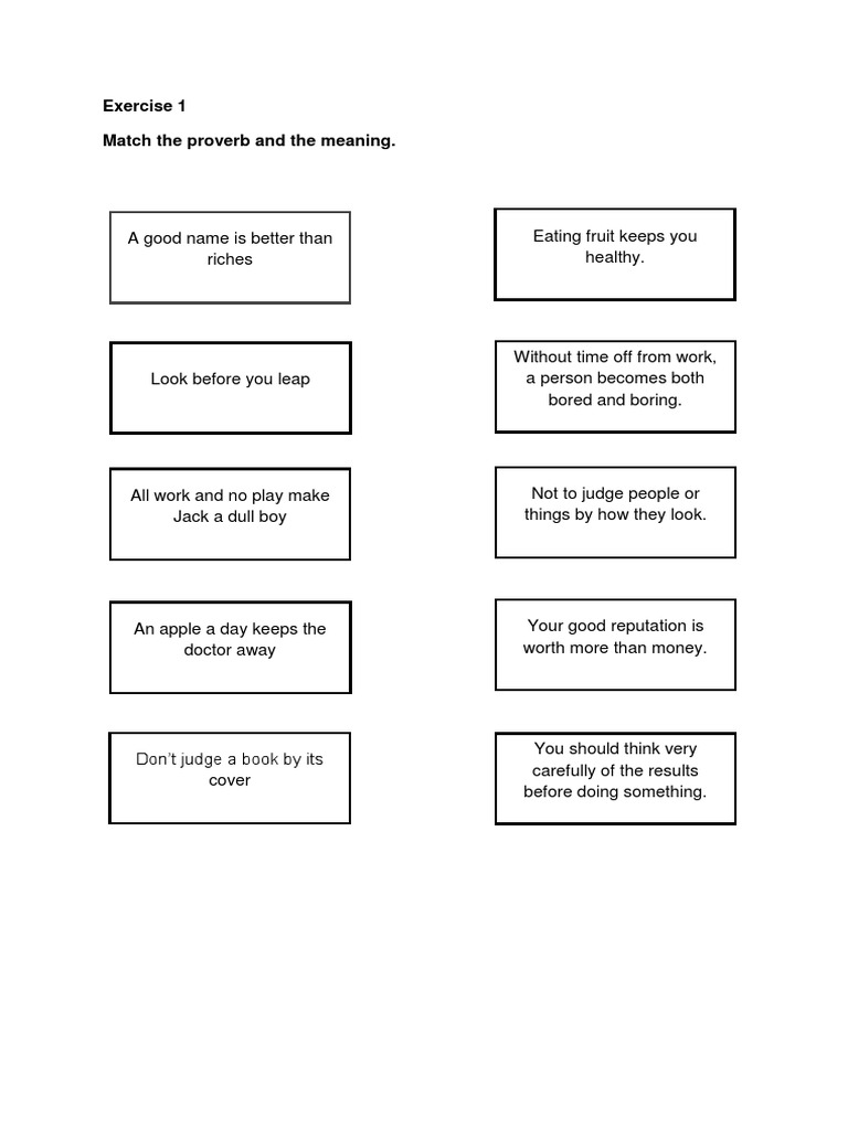 Proverbs Excercise 1 | PDF