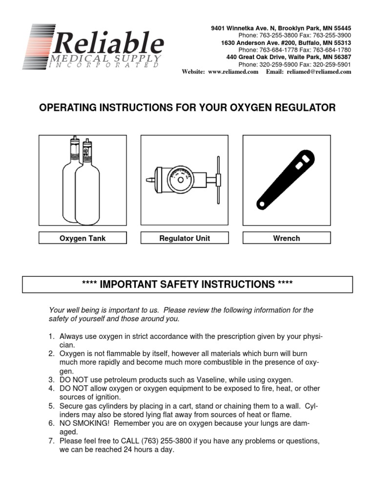 Reliable Operating Instructions For Your Oxygen Regulator PDF Valve Gases