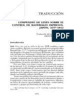 Compendio de Leyes Sobre El Control de Materiales Impresos. Japón, 1657-1842