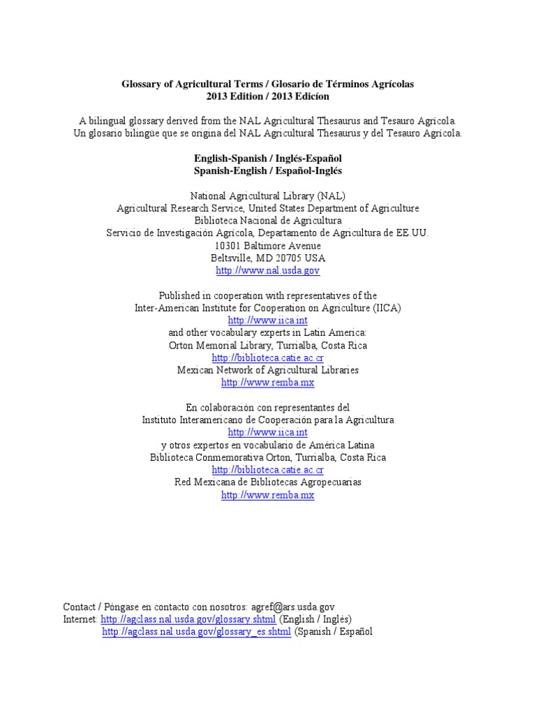 Glosario Y Diccionario Agricultura En Es Pdf Proteins Angiotensin