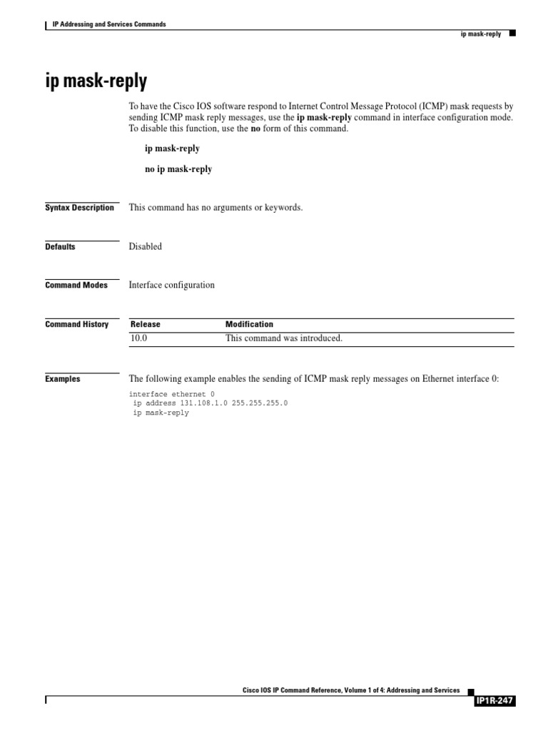 Cisco IOS IP Command Guide | PDF | Ip Address | Port (Computer Networking)