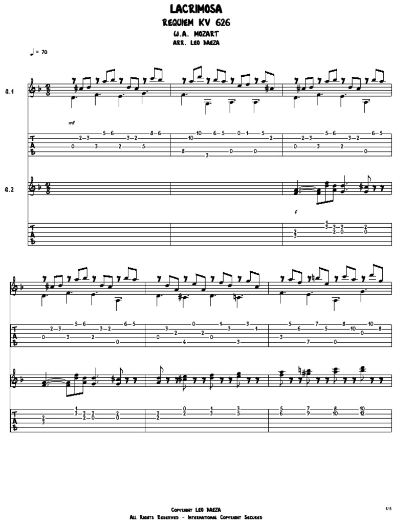 Lacrimosa Kv 626 Mozart Arr. Leo Baeza