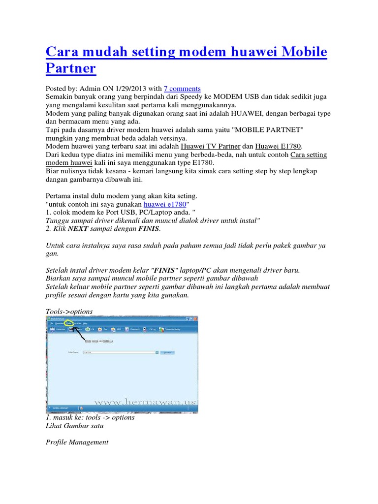 Cara Mudah Setting Modem Huawei Mobile Partner Pdf