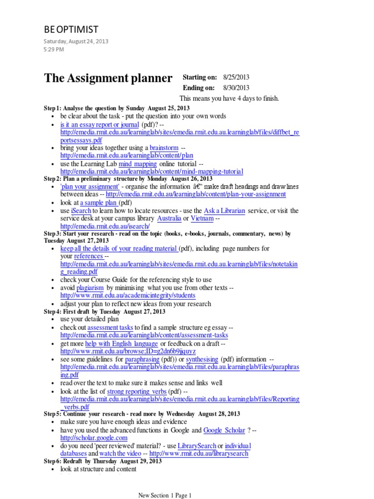 Assignment Planning Guide 2013 | PDF