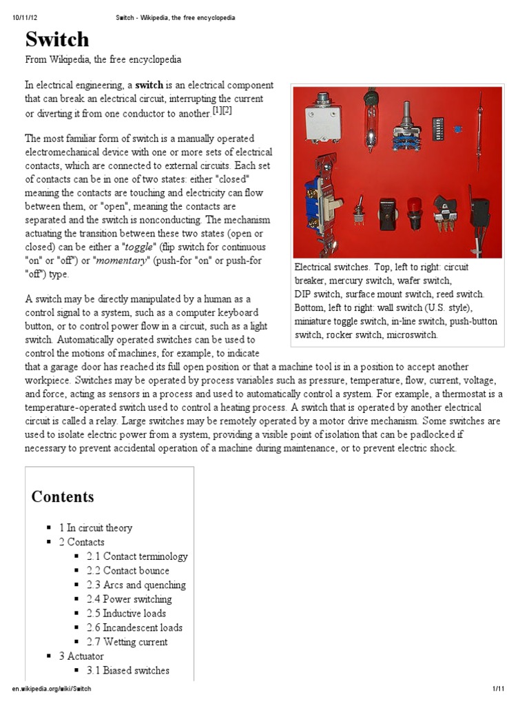 Switch Wikipedia, The Free Encyclopedia PDF Switch Electric Arc
