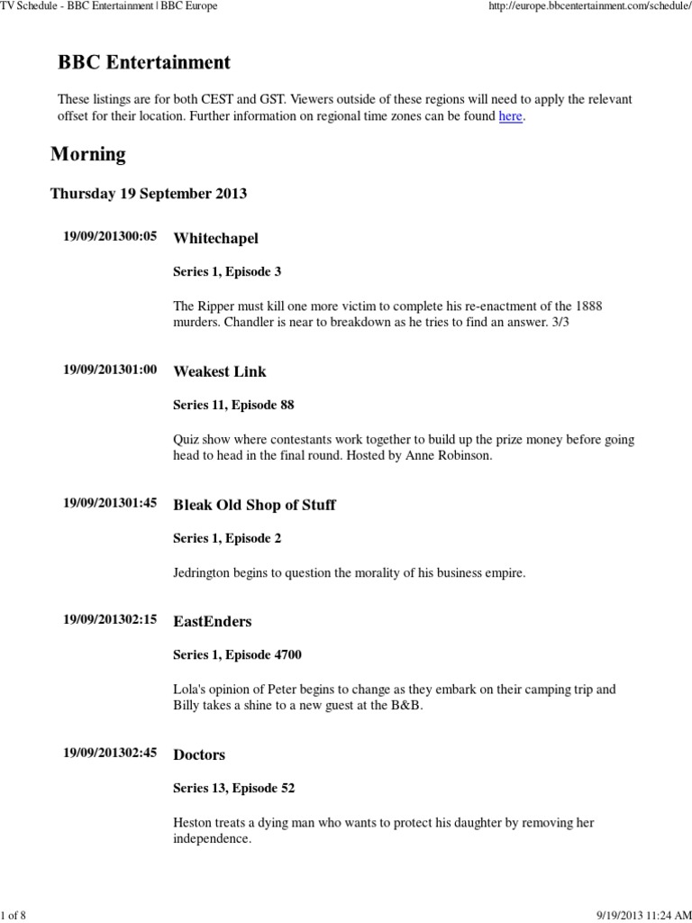 BBC ONLINE SCHEDULE intelligence overview