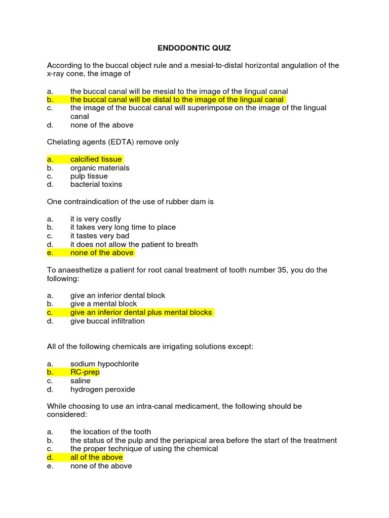 Quiz Sample Dentistry Mouth
