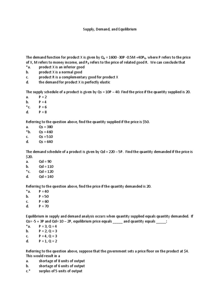 Supply Demand And Equilibrium Pdf Supply And Demand Supply