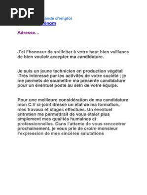 Model De Demande D Emploi Pdf