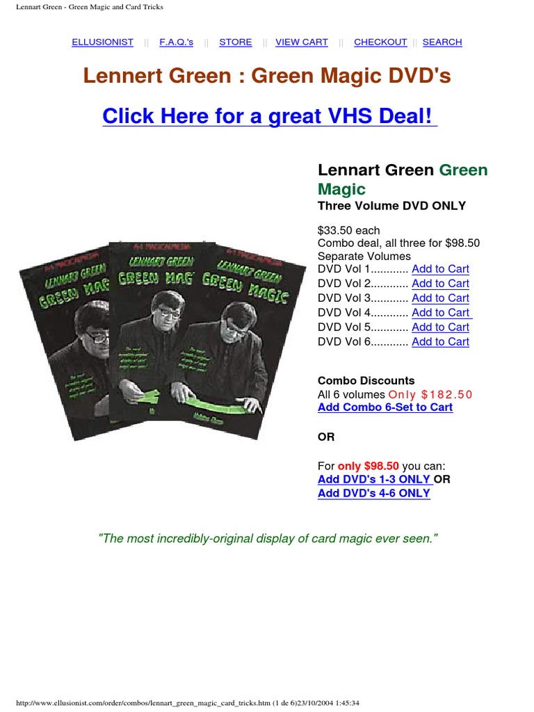 Lennart Green Magic Card Tricks PDF | PDF | Magic (Illusion) | Games Of ...